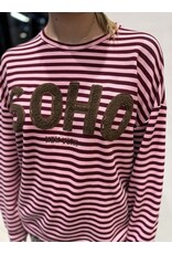 HEBBEZ Gestreepte oversized longsleeve Noor - Bordeauxrood