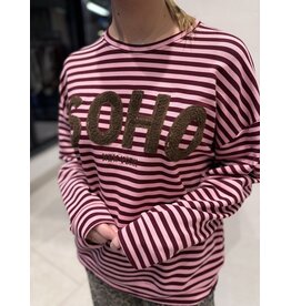 HEBBEZ Gestreepte oversized longsleeve Noor - Bordeauxrood