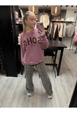 HEBBEZ Gestreepte oversized longsleeve Noor - Bordeauxrood