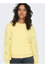 ONLY ONLY Femme sweater opengewerkte mouw - Zachtgeel