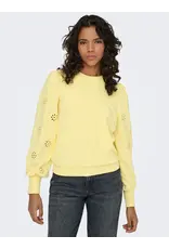 ONLY ONLY Femme sweater opengewerkte mouw - Zachtgeel
