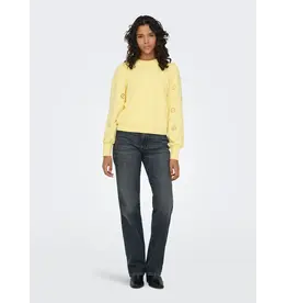 ONLY ONLY Femme sweater opengewerkte mouw - Zachtgeel