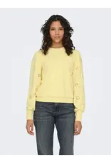 ONLY ONLY Femme sweater opengewerkte mouw - Zachtgeel