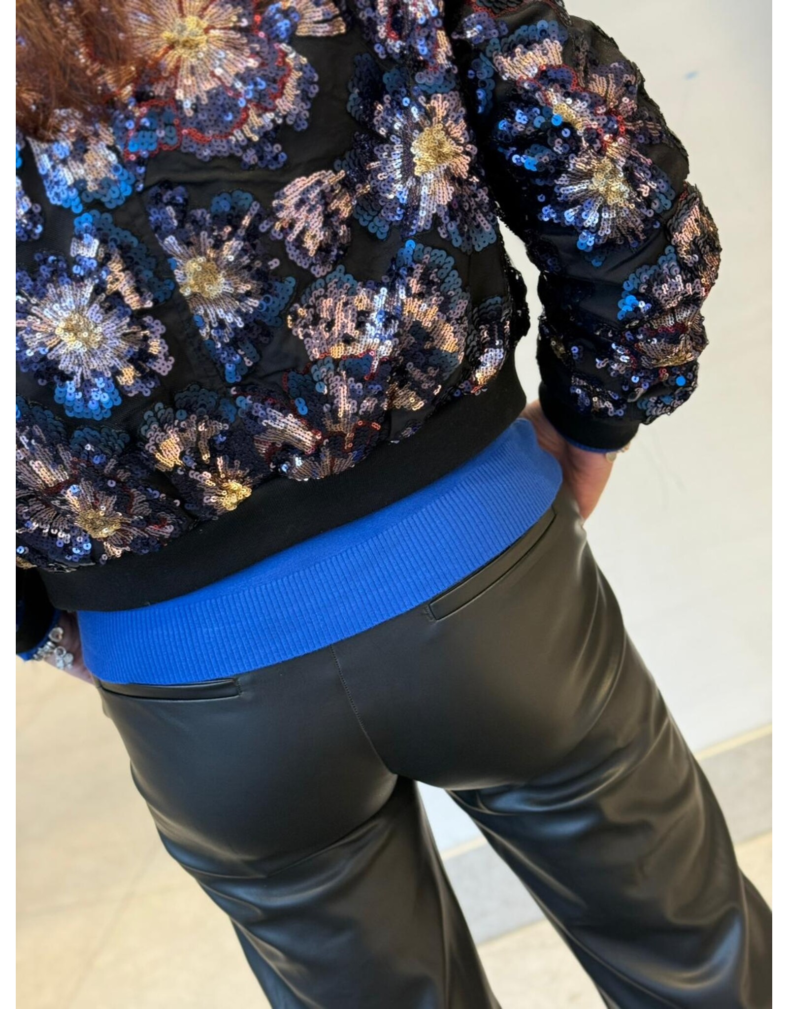 HEBBEZ PU-leren wide leg broek Tess - Zwart