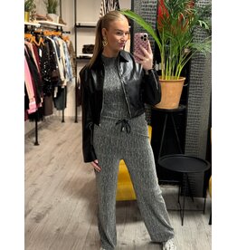 HEBBEZ Glitter wide leg broek Mae - Zilver