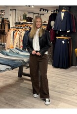 HEBBEZ Pantalon met plooien en studs Charlotte - Bruin