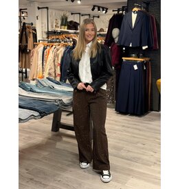 HEBBEZ Pantalon met plooien en studs Charlotte - Bruin