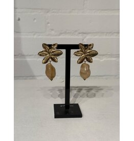 HEBBEZ Oorbellen Palm glow - Goud | Beige
