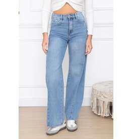HEBBEZ Wide leg jeans met naden Luna - Lichtblauw