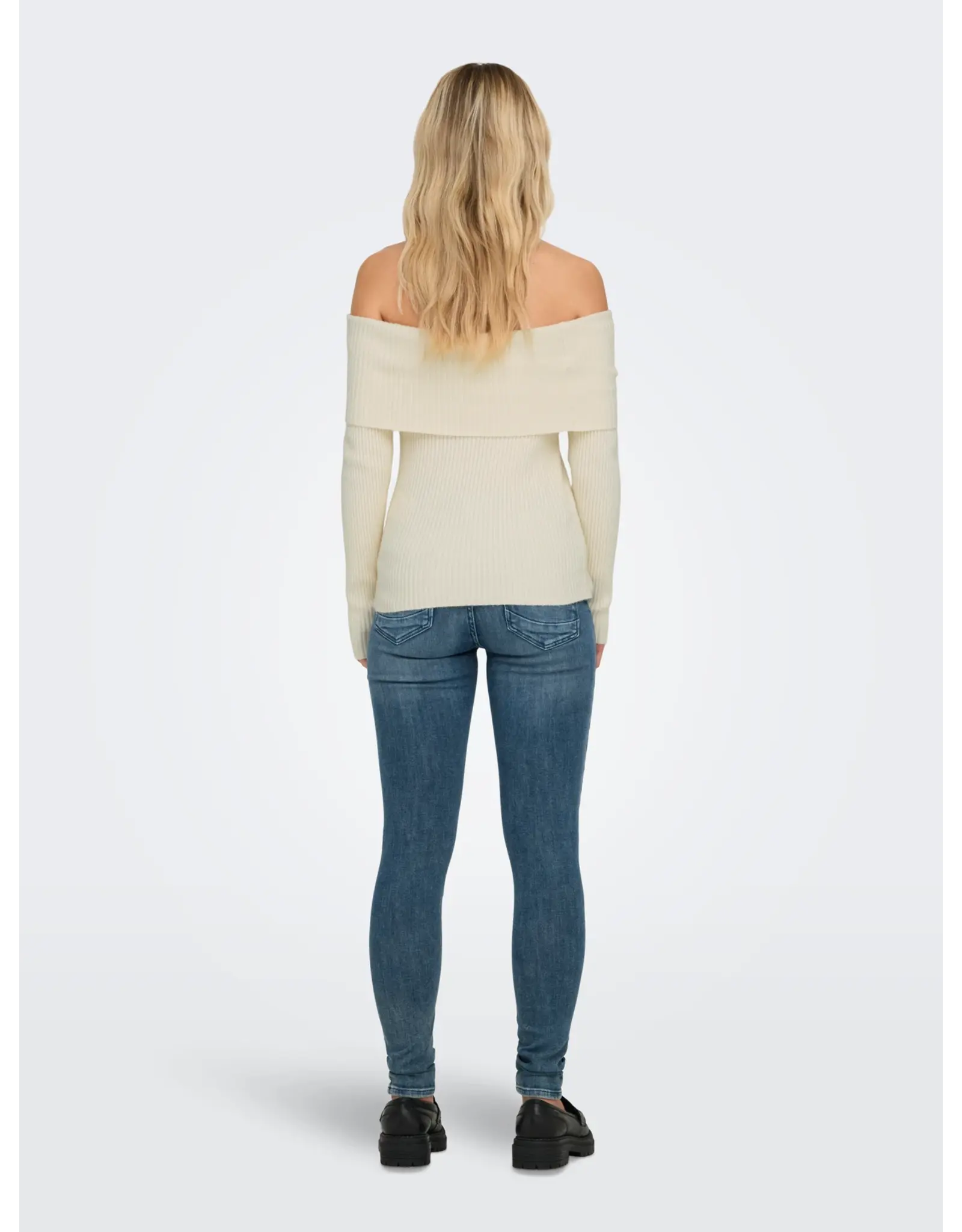 ONLY ONLY Katia gebreide off-shoulder trui - Off-white