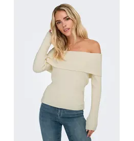 ONLY ONLY Katia gebreide off-shoulder trui - Off-white