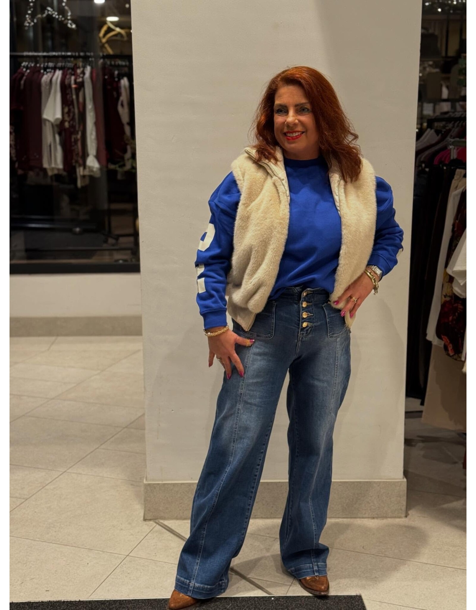 HEBBEZ Faux-fur bodywarmer Flore - Beige