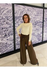 HEBBEZ Highwaist pantalon met strikceintuur Jolie - Bruin