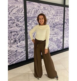 HEBBEZ Highwaist pantalon met strikceintuur Jolie - Bruin