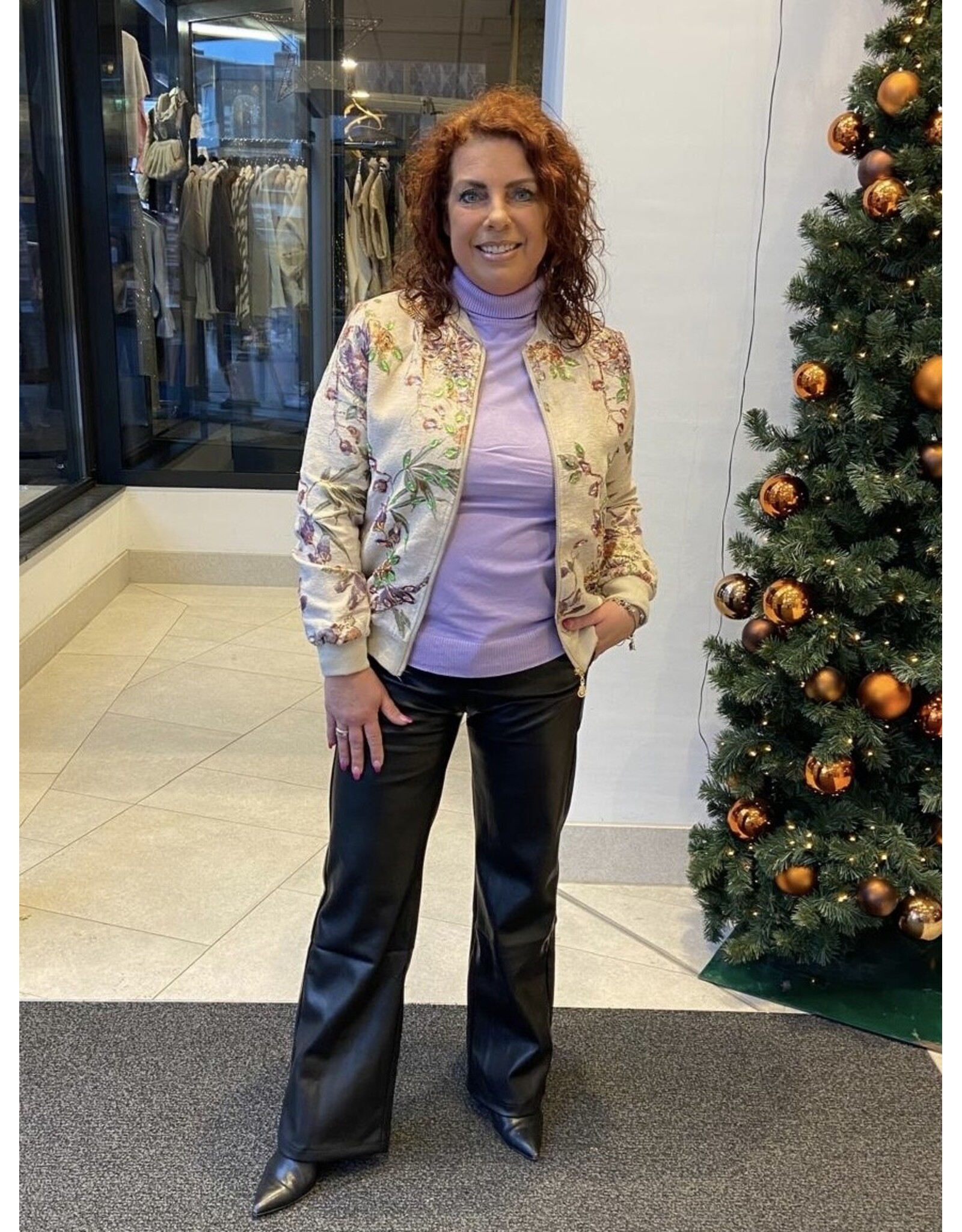 HEBBEZ Bomberjack met steentjes Chloë - Flowerprint