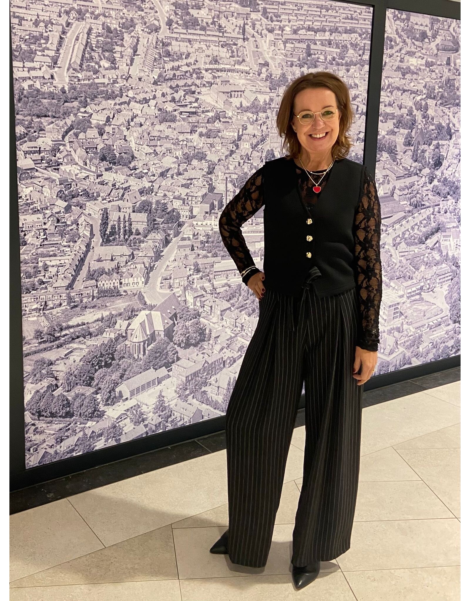 HEBBEZ Highwaist pantalon met strikceintuur Jolie - Zwart