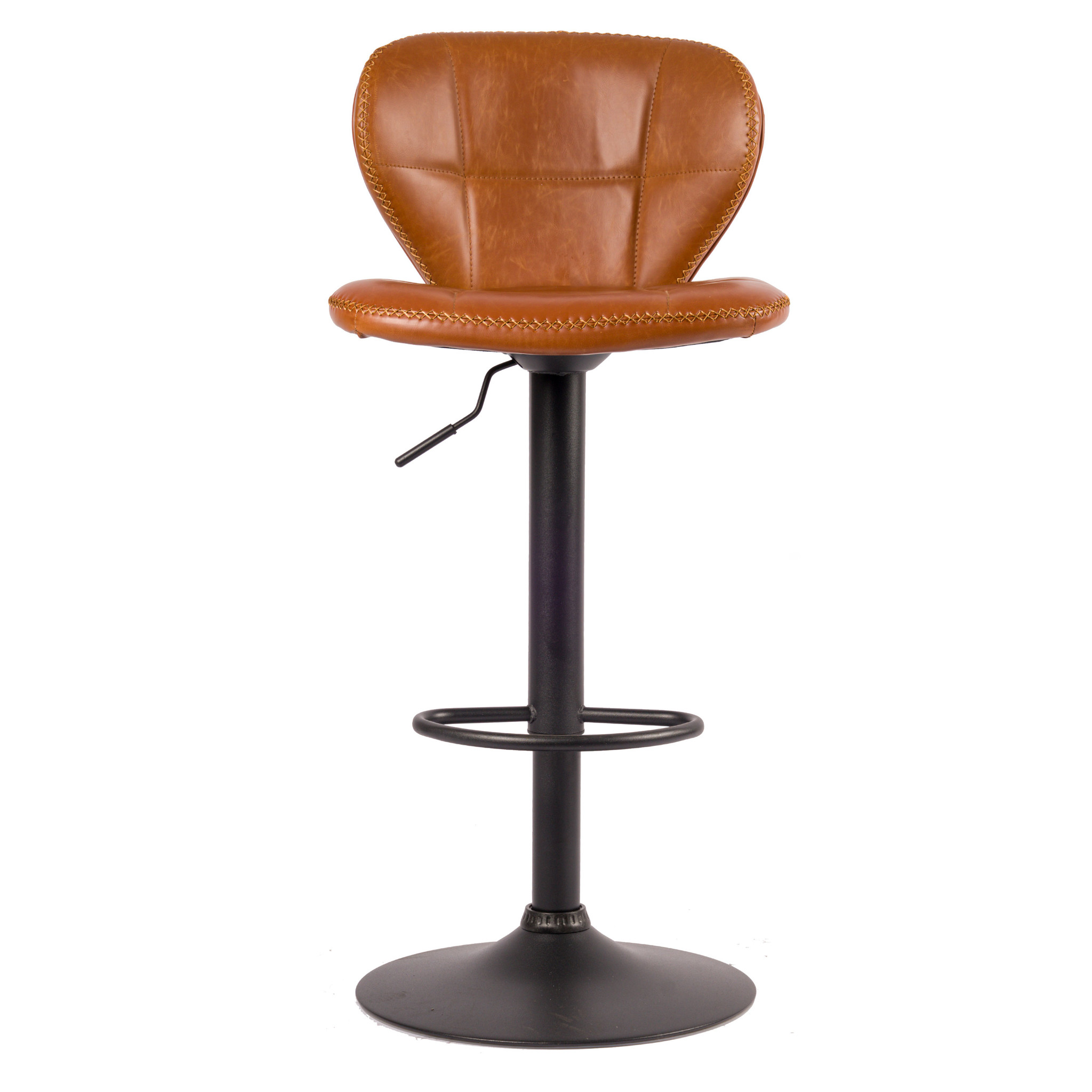 Berlin Barkruk - Cognac | Verstelbaar | PU Leer | Retro design