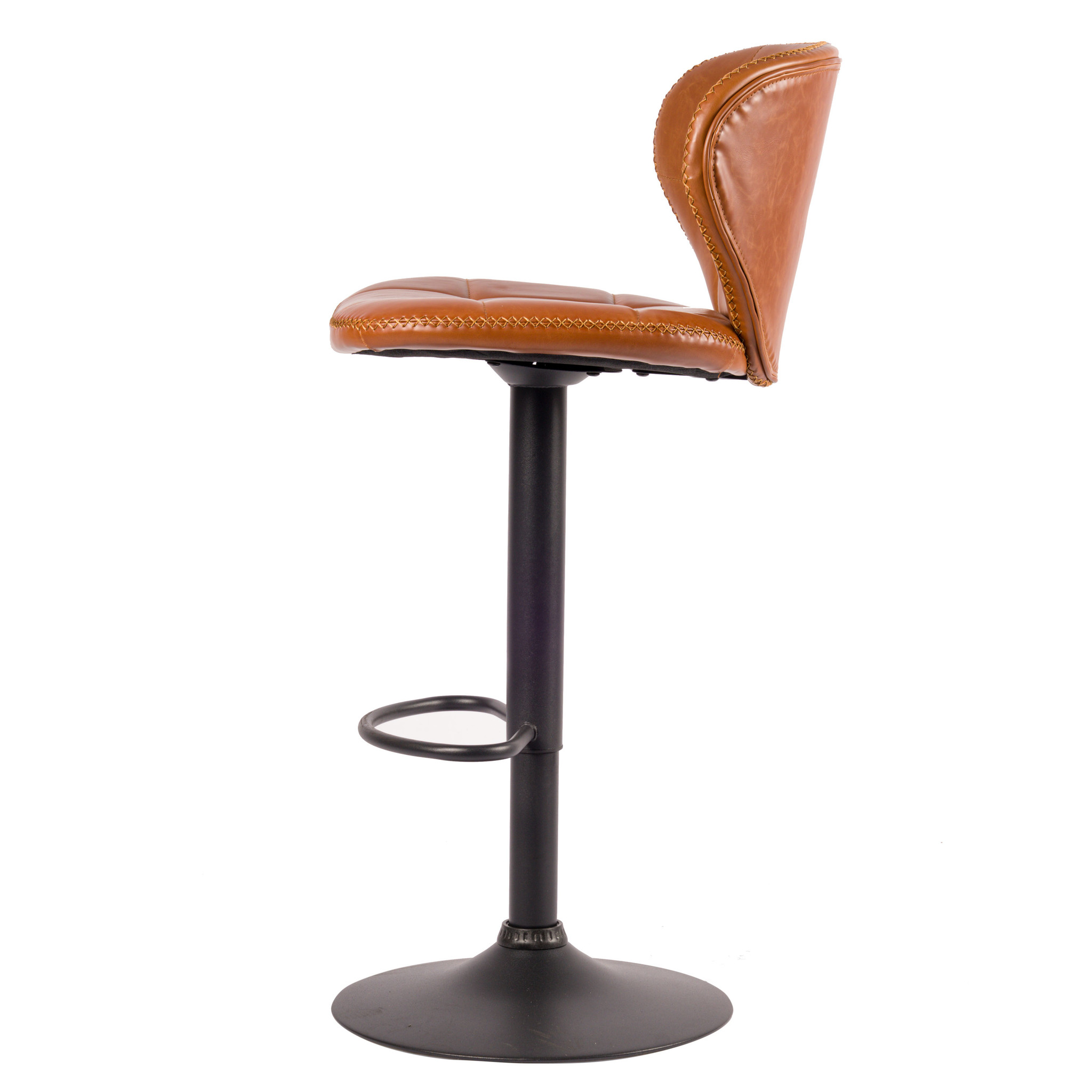 Berlin Barkruk - Cognac | Verstelbaar | PU Leer | Retro design