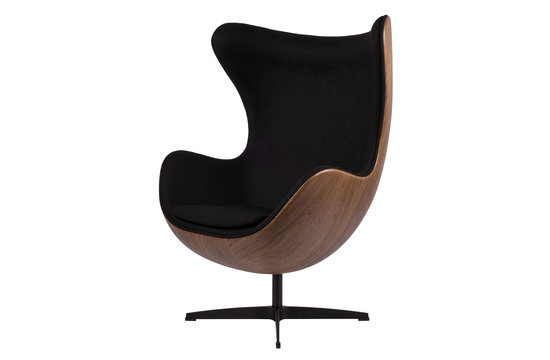 Egg Chair - Noir / Placage de bois