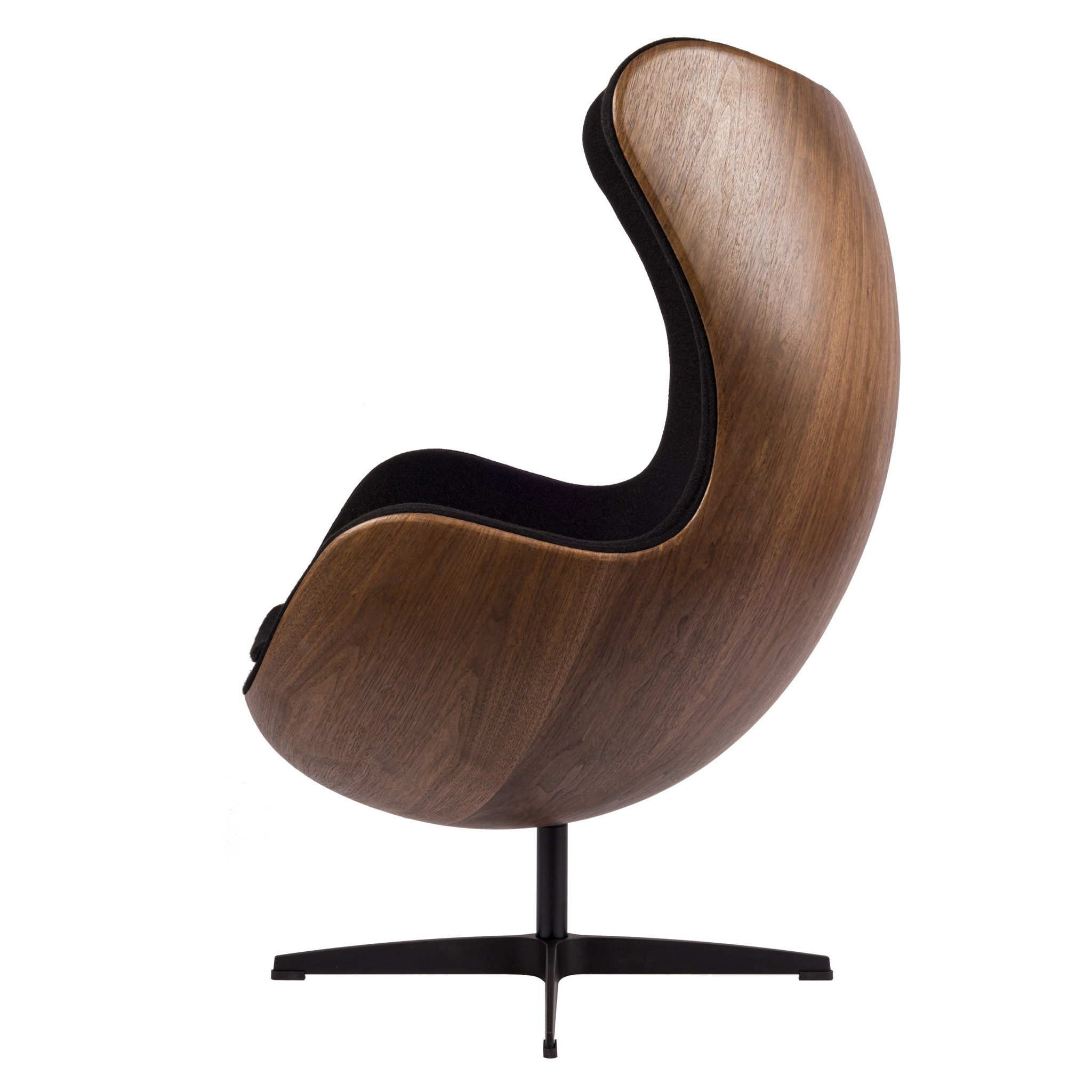 Egg Chair - Noir / Placage de bois