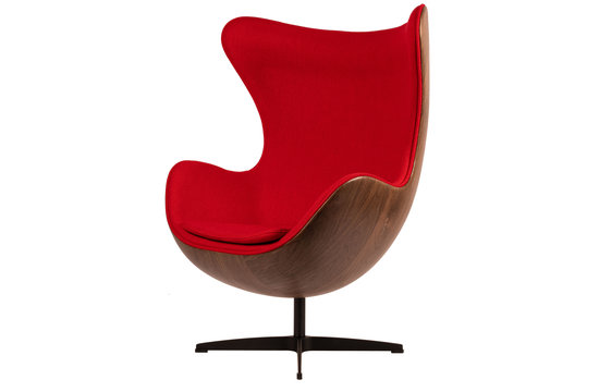 Egg Chair - Rouge / Placage de bois