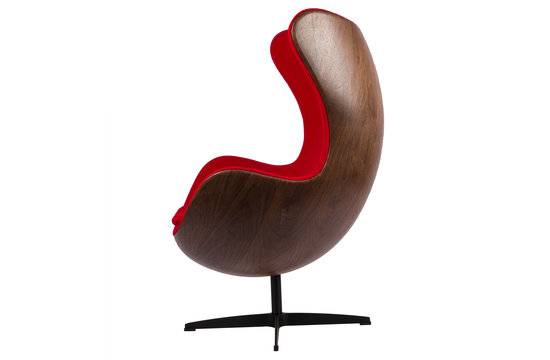 Egg Chair - Rouge / Placage de bois