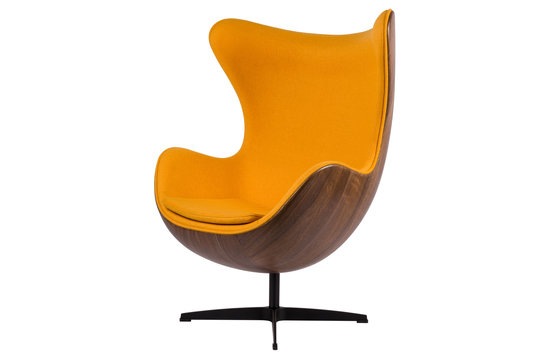 Egg Chair - Ocre Jaune / Placage de bois