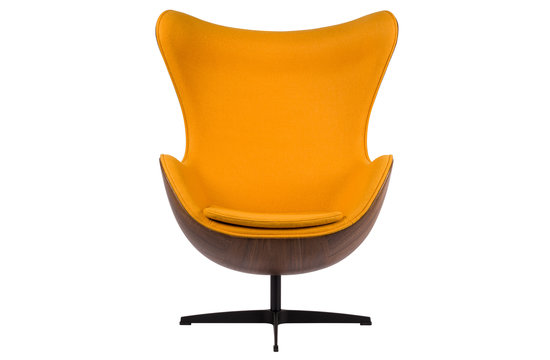 Egg Chair - Ocre Jaune / Placage de bois