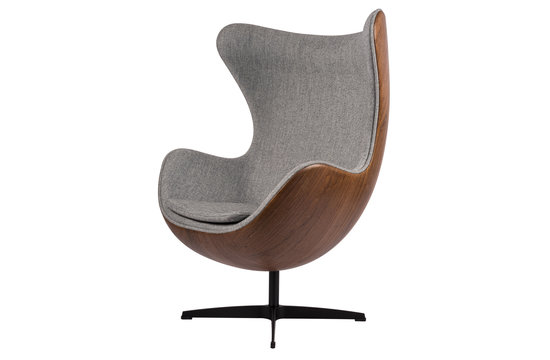 Egg Chair - Gris clair / Placage de bois