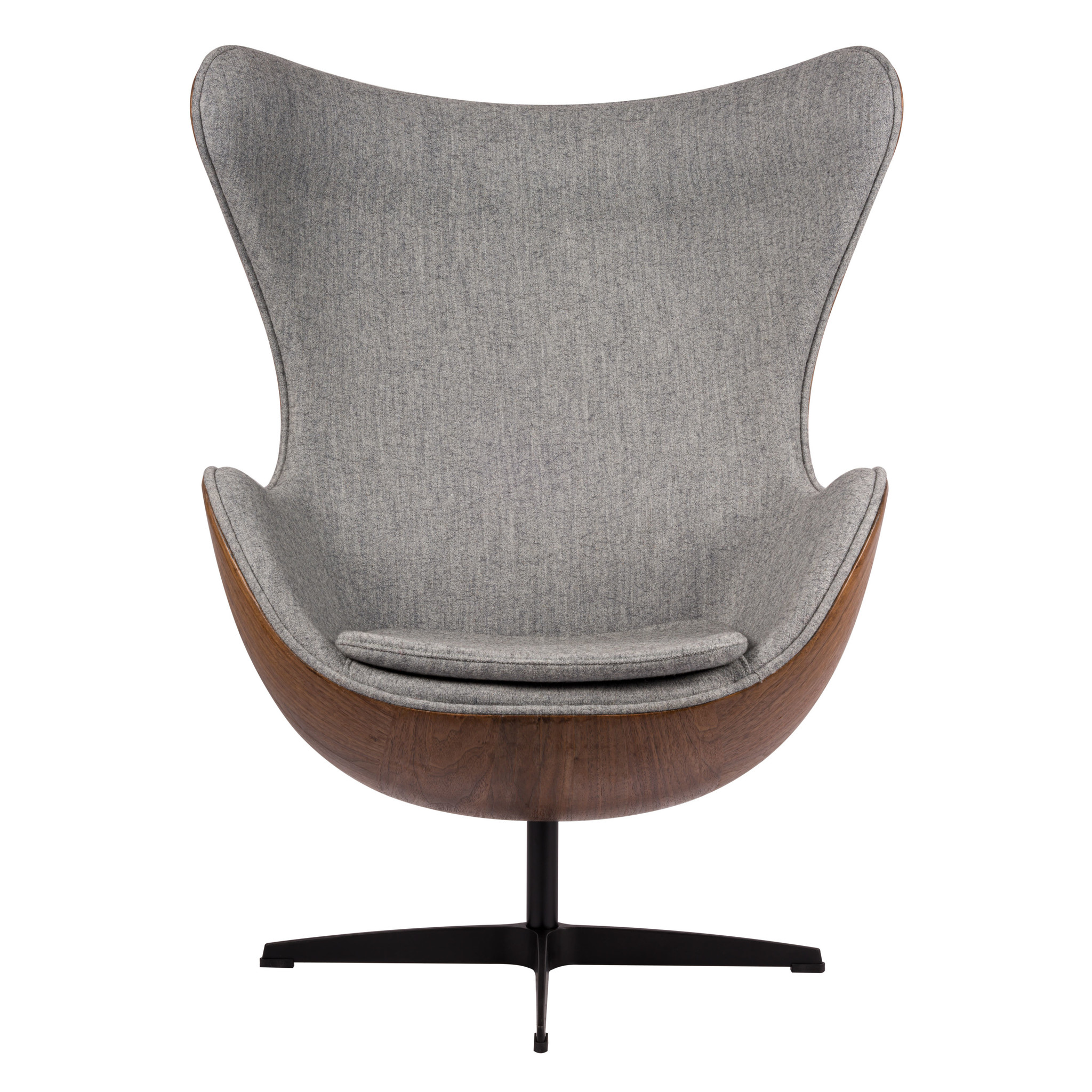 Egg Chair - Lichtgrijs / Houtfineer