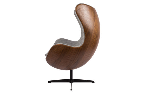 Egg Chair - Gris clair / Placage de bois