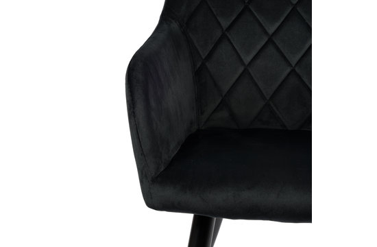 Mila Eetkamerstoel - Zwart | Velours | Velvet | Zwart stalen poten | Design eetkamerstoel