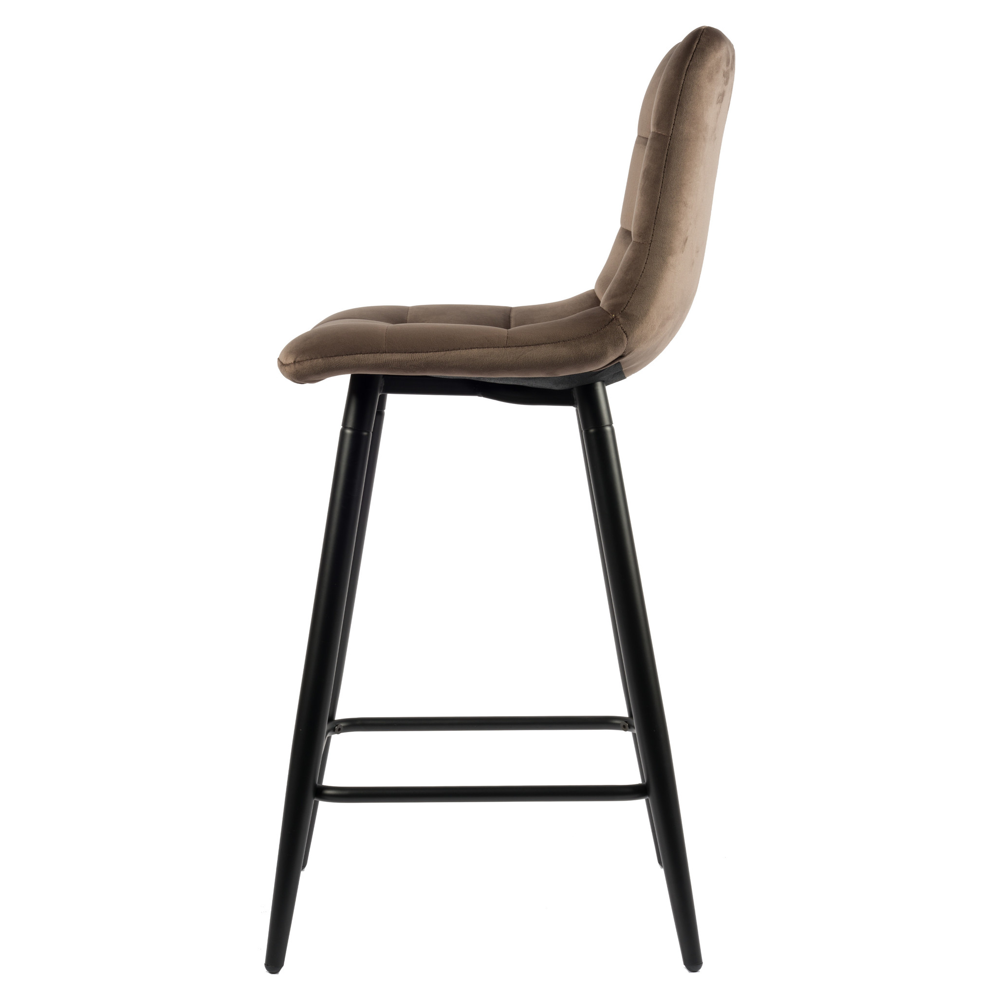 Logan Barkruk - Bruin | Velours | Velvet | Zwart stalen poten | Design barstoel