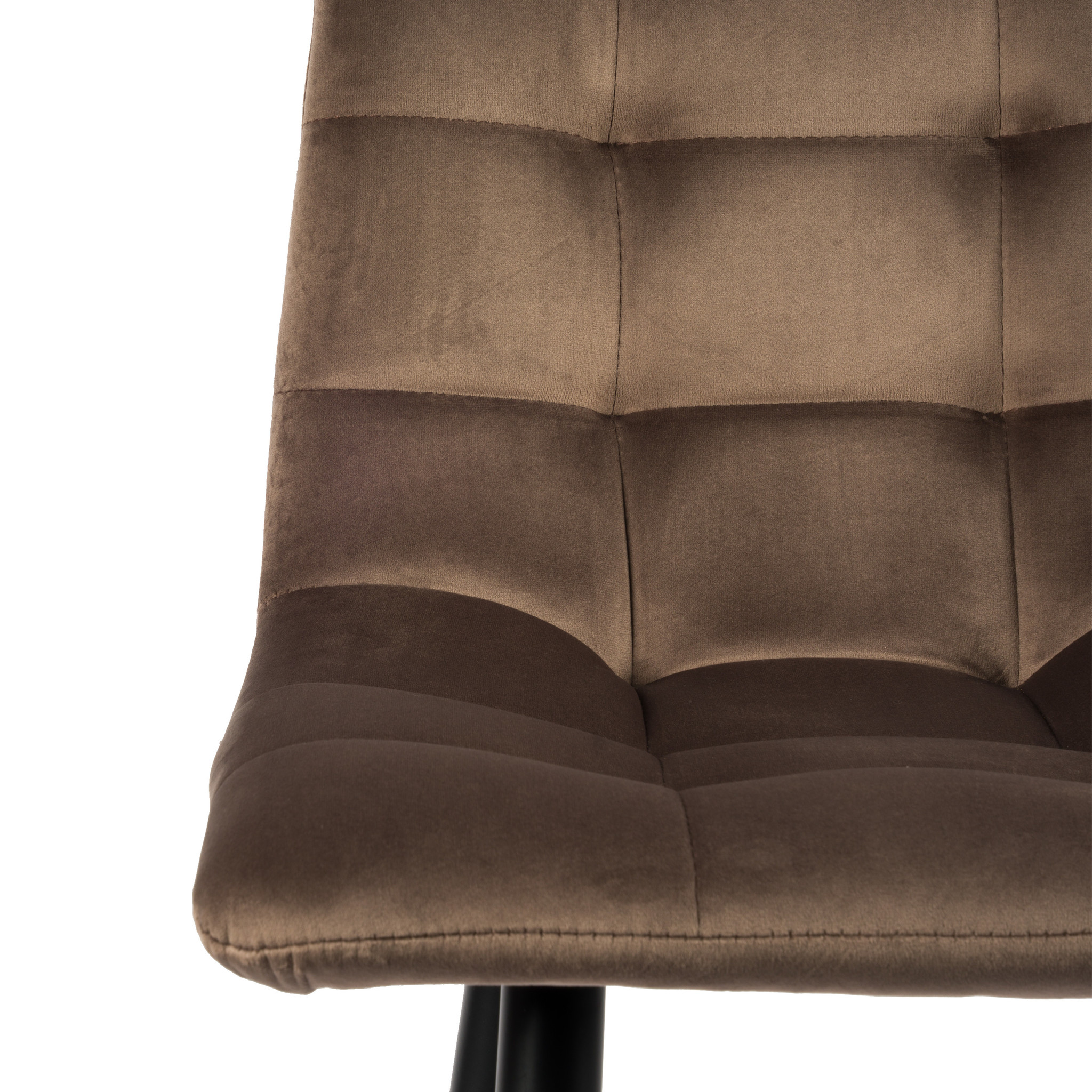 Logan Barkruk - Bruin | Velours | Velvet | Zwart stalen poten | Design barstoel
