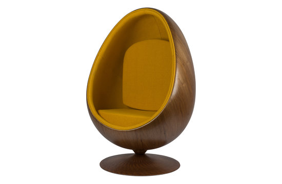 Cocoon Chair - Jaune / Placage de bois