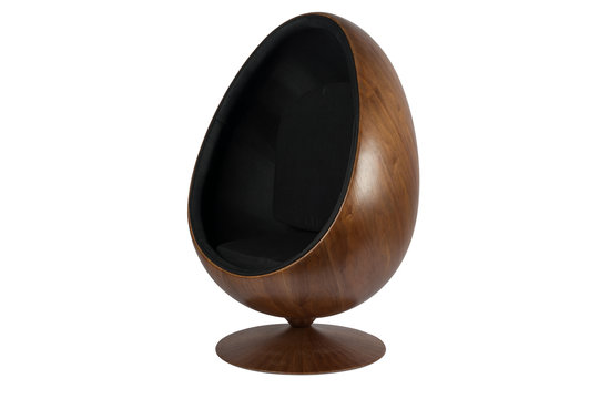 Cocoon Chair - Zwart / Houtfineer