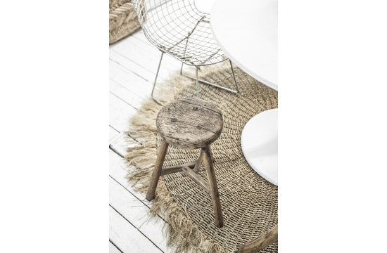 De Raffia Fringed Tapijt - Naturel - 150