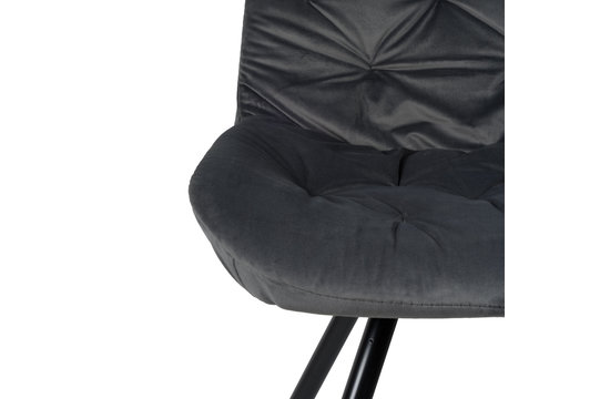 Rico Eetkamerstoel - Grijs | Velvet | Zwart stalen draaipoten | Design eetkamerstoel