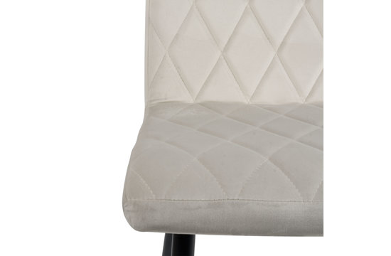 Anny Eetkamerstoel - Off White | Velours | Velvet | Zwart stalen poten | Design eetkamerstoel