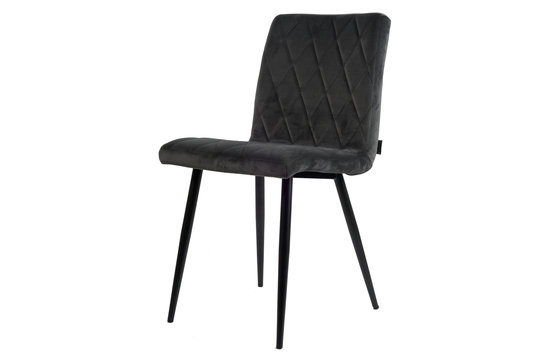 Anny Eetkamerstoel - Grijs | Velours | Velvet | Zwart stalen poten | Design eetkamerstoel