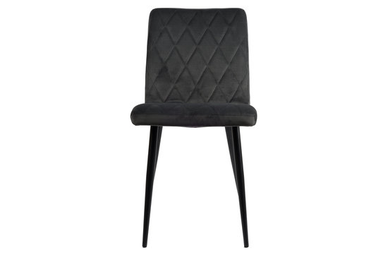 Anny Eetkamerstoel - Grijs | Velours | Velvet | Zwart stalen poten | Design eetkamerstoel