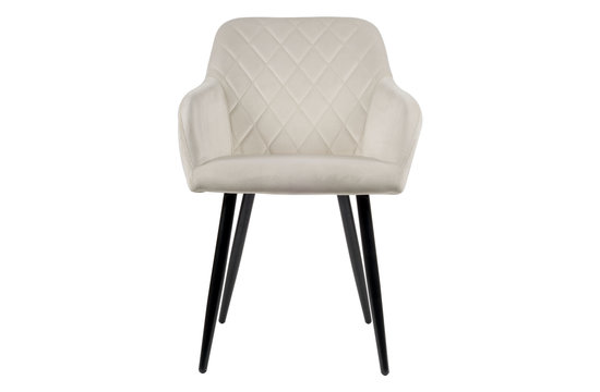 Mila Eetkamerstoel - Off white | Velours | Velvet | Zwart stalen poten | Design eetkamerstoel