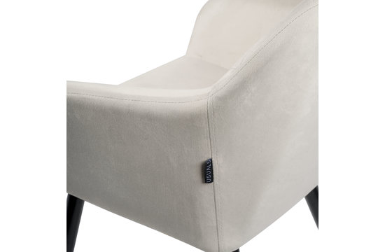 Mila Eetkamerstoel - Off white | Velours | Velvet | Zwart stalen poten | Design eetkamerstoel