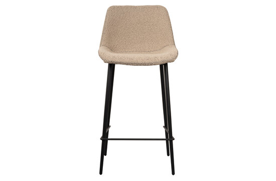 Cezar Barkruk - Beige Boucle | Zwart stalen poten | Barstoel