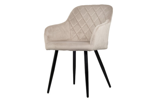 Mila Eetkamerstoel - Beige | Velours | Velvet | Zwart stalen poten | Design eetkamerstoel