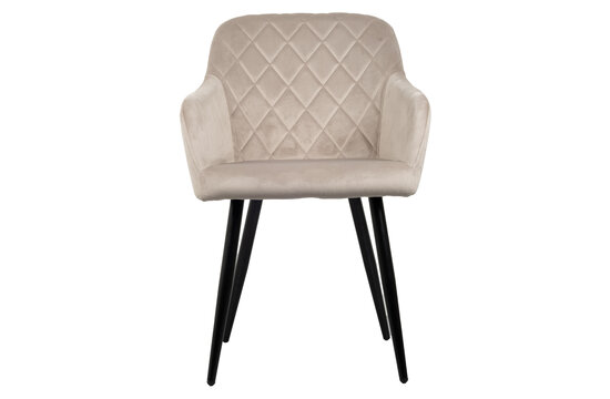Mila Eetkamerstoel - Beige | Velours | Velvet | Zwart stalen poten | Design eetkamerstoel