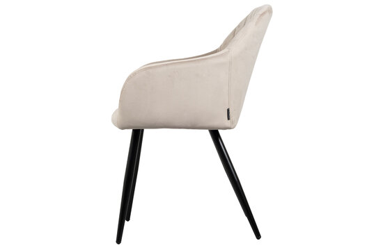 Mila Eetkamerstoel - Beige | Velours | Velvet | Zwart stalen poten | Design eetkamerstoel