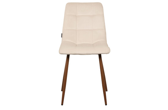 Elise Chaise - Velours crème - Pieds aspect noyer
