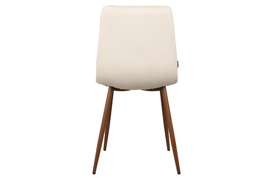 Elise Chaise - Velours crème - Pieds aspect noyer