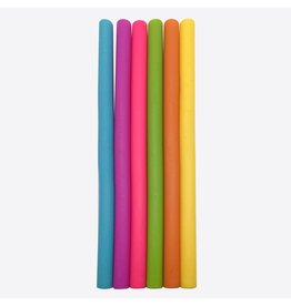 6 rechte silicone rietjes in verschillende kleuren met reinigingsborstel 25cm